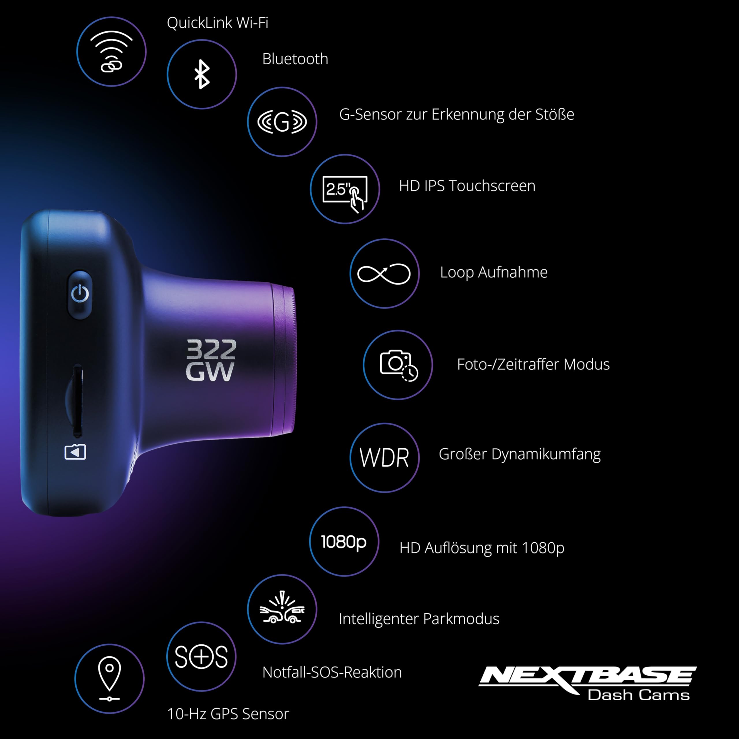 nextbase-322gw-dashcam-vorne-1080p-60fps-mit-64gb-microsd image 6