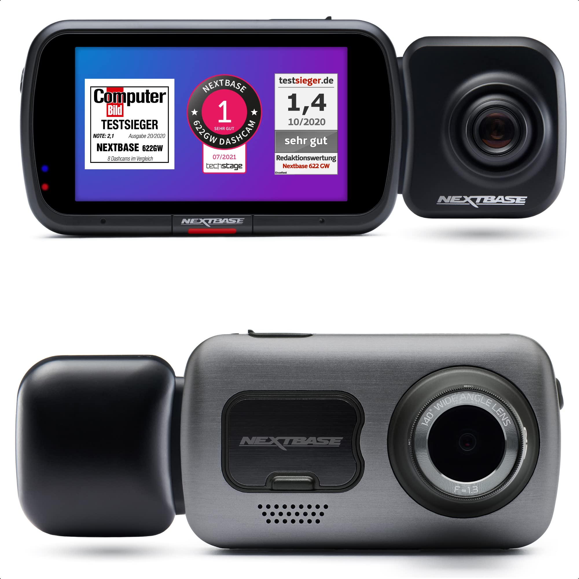 nextbase-622gw-dashcam-vorne-zoom-heckkamera image 1