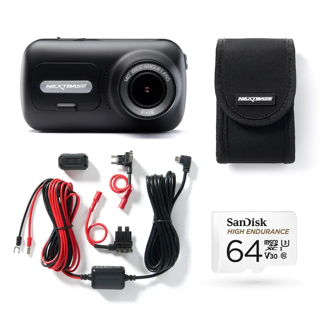 nextbase-322gw-full-hd-dashcam-komplett-set-mit-hardwire-kit-64-gb-sd-karte-und- image 1