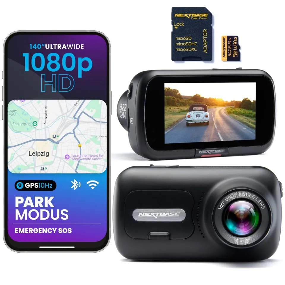 nextbase-322gw-dashcam-vorne-1080p-60fps-mit-64gb-microsd image 1